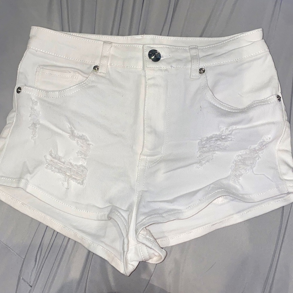 Ripped jean shorts